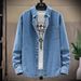 Men's Clothing Spring And Autumn Solid Color Youth Long Sleeved Denim Shirt Classic Casual Versatile Jacket_mkmklike.com