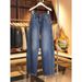 Women's Petite Fleece Lined Curved Blade Jeans New Style Wide Leg Crop Banana Pants Fashionable Autumn Winter Denim_mkmklike.com