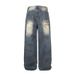 American Style New Vintage Washed Jeans Unisex Trendy Brand Straight Loose Wide Leg Floor-Length Western Show Pants_mkmklike.com