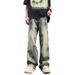 Men's Clothing Retro Casual Distressed Jeans Student Fashion Versatile Style Drape Loose Wide Leg Mopping Jeans For Men_mkmklike.com