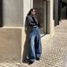 Women's High-Waisted Slimming Wide Leg Jeans Retro Pleated Design Floor-Length Blue Denim Autumn/Winter Fashion_mkmklike.com