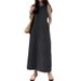 K Fashion Long Dress With Round Neck, Sleeveless, Pocket, Loose Long Vest Denim Long Robe Dress For Women_mkmklike.com