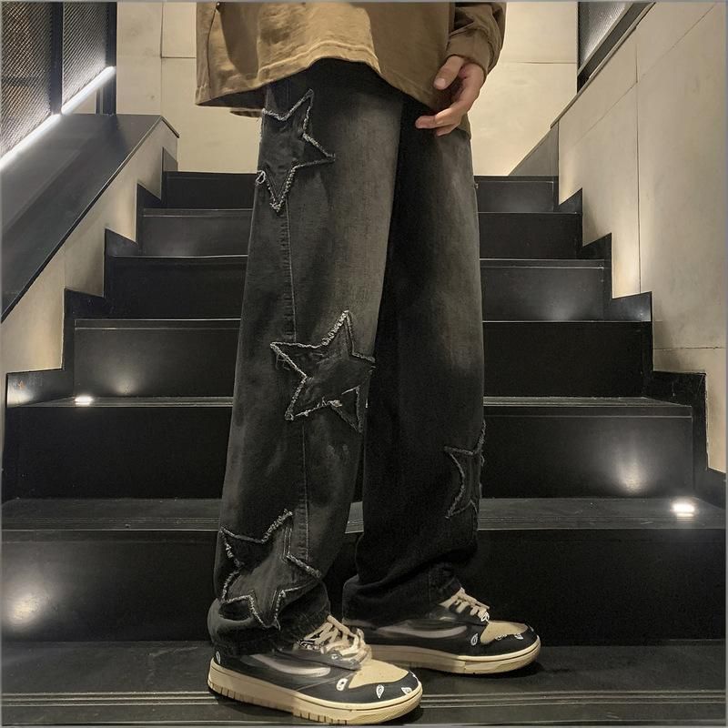 Men's Clothing Men's High-End Straight Leg Jeans Trendy Wide Leg Pants Loose Fit High Street Style Spring Autumn Fashion_mkmklike.com
