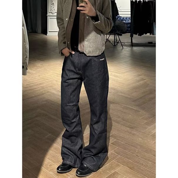 Distressed Vintage Star Embroidered Relaxed Fit Jeans For Men & Women – High Waist Straight Leg Denim Pants With Washed Effect_mkmklike.com