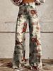 Ladies Eye‑Catching Y2k Flare Bottoms, Vintage Washed Star All‑Over Print High Waist Wide Leg Pants, Multiple Available Hues_mkmklike.com