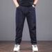 New Jeans Men's Spring And Summer Chinese Style Embroidered Jeans 9 Points Plus Fat Plus Size Tied Feet Denim Nine-point Pants_mkmklike.com