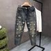 Men's Distressed Relaxed Fit Jeans – Vintage Blue Straight & Slight Flare Denim Pants (Sizes 28-36) Retro Streetwear_mkmklike.com