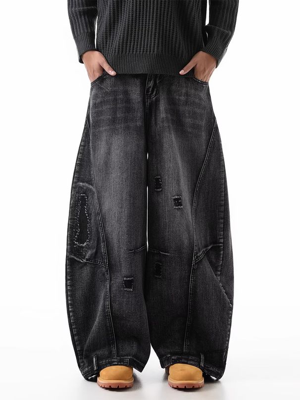 Versatile Relaxed Trendy Harajuku Style Japanese Inspired Denim Jeans Midweight Skinny Wide Leg Cotton mid Waist Long Fashionable Washed White_mkmklike.com