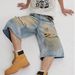 Men's Clothing New Men's Hip Hop Washed Denim Shorts Men's Summer Loose Cropped Pants_mkmklike.com