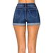 Women's Clothing New Elastic High Waist Hole Short Jeans_mkmklike.com