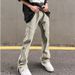 Nordmann Vintage Yellow Mud-Dyed Jeans For Men With Side Zipper Design, Unique And Cool High Street Style Pants_mkmklike.com