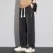 Men's Relaxed Fit Straight Leg Jeans - Winter Fleece Lined Comfortable Casual Pants With Elastic Waist & Wide Leg Design_mkmklike.com
