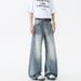 LKTM Men's Retro Bamboo Pattern Curved Jeans Summer Wide Leg Pants Trendy Archer0603 Men's Wear for Unisex_mkmklike.com