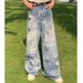 Men's Vintage Straight Leg Jeans With Fun Graffiti Design - High Street Fashion, Slim Fit, Cotton Denim For Autumn_mkmklike.com