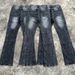Men's Clothing Retro Black Bamboo Cotton Faded Lightning Pattern Washed Old Flared Jeans For Men And Women_mkmklike.com