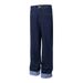 Rolled Hem Plaid Color-Block Jeans With Unique Pocket Design, Loose Wide-Leg Straight Pants For Men, High Street Fashion_mkmklike.com