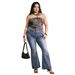 plus Size Slim Fit Beaded Embroidered Stretch Jeans for Women Sexy Hip Lifting Flared Denim_mkmklike.com