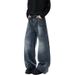Men's Clothing Men's American Retro Washed Distressed Jeans Loose Casual Street Style Floor Length Trendy Trousers Menswear_mkmklike.com