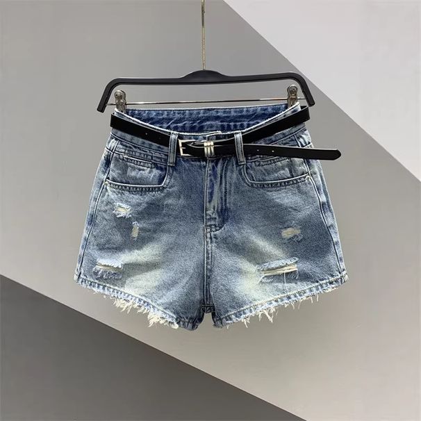 Summer New Women's Retro Distressed Washed Denim Shorts Slimming A-Line Wide Leg Hot Pants Versatile Sexy Hot Summer 2026_mkmklike.com