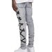 Men's Clothing Ripped Print Stretch Jeans Bone Print Trend New Style One Piece Replacement_mkmklike.com