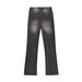 Streetwear Black Washed Distressed Jeans - Slim Bootcut & Lightning Bolt Stitch Vintage Denim Pants For Men, Edgy & Versatile_mkmklike.com