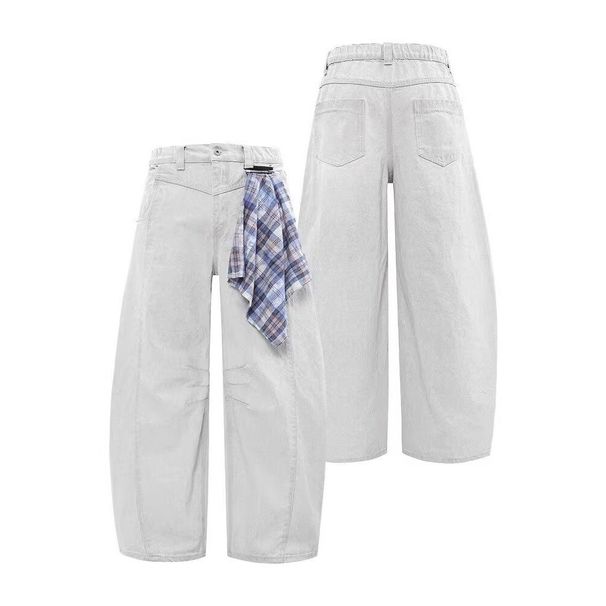 Men's Clothing Men's American Style Washed Curved Jeans Summer Thin Detachable Bandana Cool Sophisticated Vibe Scissor Pants_mkmklike.com