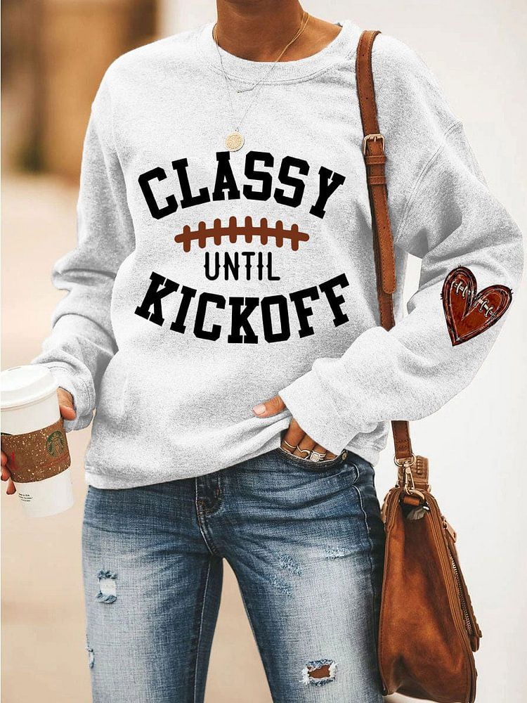 Women's Clothing Baseball Football CLASSY RICKOFF Print CVC Women's Sweatshirt_mkmklike.com