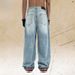 American Style Washed Vintage Loose Wide-Leg Versatile Trendy Brand Men's Summer Straight Casual Jeans_mkmklike.com