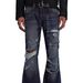 Men's Gothic Distressed Wide-Leg Flare Jeans Vintage Washed Ripped Details High Street Grunge Style Casual Pants_mkmklike.com