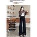 2025 Spring And Autumn Wide-Leg Jeans For Women, Black New Design, Petite Elastic Loose Straight-Leg Floor-Length Pants_mkmklike.com