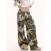 Men's Clothing Vintage American Camouflage Cargo Jeans For Men & Women - Oversized Straight-Leg Drop Crotch Jogger Pants With Drawstring Waist_mkmklike.com