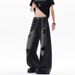 Spring/Summer New Retro Ripped Jeans Loose Fit Distressed Washed Wide Leg Pants Street Style For Men And Women_mkmklike.com