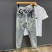 Trendy High-End Slim Fit Cropped Jeans for Men Casual Printed Tapered Leg Denim Pants New Summer Style_mkmklike.com