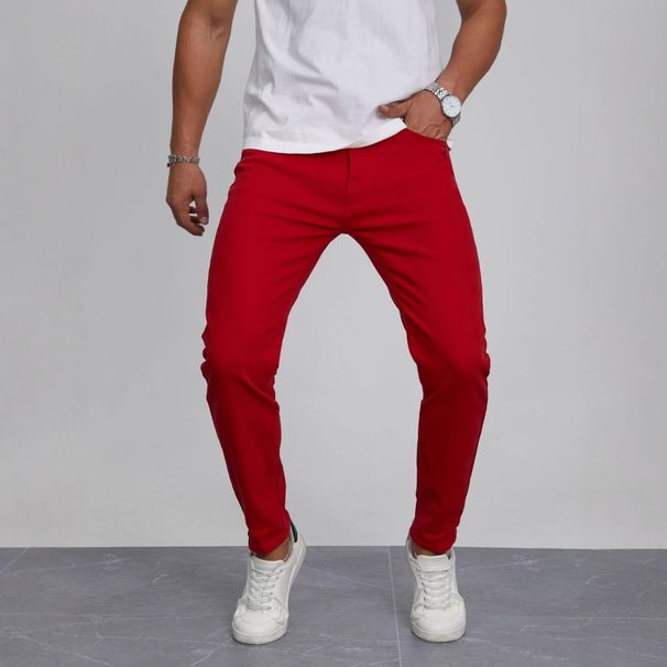Men's Slim Fit Casual Trousers - Stretch Comfort, Solid Color, Versatile For Office & Daily Wear (Black/White/Gray, S-XXL)_mkmklike.com