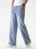 Relaxed Fit Casual Jeans For Men & Women - Comfortable Cotton Denim Pants With Washed Finish, Straight Leg & Multiple Pockets (Light Blue)_mkmklike.com