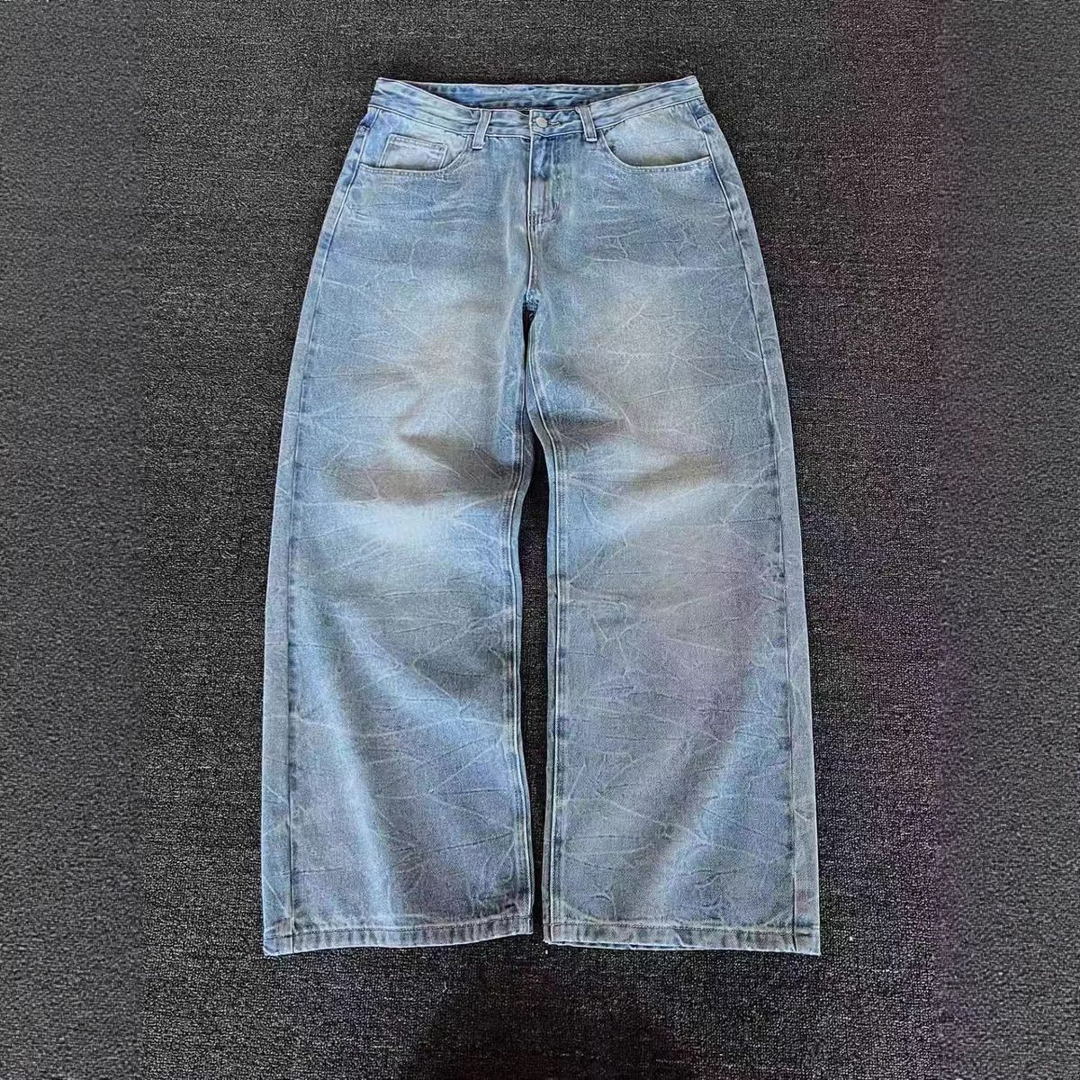 High-Waisted Straight Leg Jeans Men's Washed Retro American Style Trendy Autumn Arrival 2025_mkmklike.com