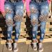 Women's Clothing Women's Jeans Personality Leopard Print Printed Feet Denim Pants Women_mkmklike.com
