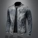 Men's New Denim Casual Stand Up Collar Zipper Jacket, Riding Motorcycle_mkmklike.com