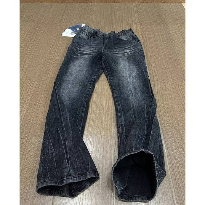 Men's Distressed Loose Straight Leg Jeans Mid Waist Zipper Fly Casual Cotton Trousers With Vintage Washed Design For Autumn_mkmklike.com