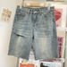 Men's Clothing Men's Ripped Denim Shorts Summer Style Thin Retro Washed Straight Leg Frayed Hem Trendy Wide Leg Five Point Pants_mkmklike.com