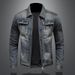 Men's Vintage Zip-Up Biker Denim Jacket – Retro Distressed Motorcycle Style Coat With Metal Accents (Classic Wash)_mkmklike.com