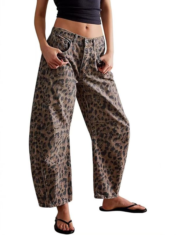 Effortless Americana Style Leopard Print High Waist Straight Leg Jeans 2K High Street Style Women's Clothing Autumn New Fashion_mkmklike.com