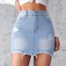 Women's 24 New Slim Fit Rhapped Denim Skirt Women's Light Washed Raw Edge A-Line Miniskirt_mkmklike.com