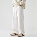 Men's White Cotton Jeans Loose Fit Straight Leg Drapey Wide Leg Trousers Mid Waist Slight Stretch Machine Washable Trendy Autumn Piece_mkmklike.com