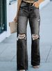 Women's Clothing High Waist Temperament Washed Ripped Casual Denim Trousers_mkmklike.com