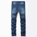 Men's Slim Fit Stretch Ripped Jeans White Distressed Denim Pants Zippered Ankle Streetwear Casual Style_mkmklike.com