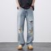 Men's Clothing Ripped Jeans Men's Straight Loose Designer Summer New Style Drape Pants Casual Denim_mkmklike.com