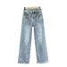 European Jeans For Women New Summer Cotton Elastic High Waist Loose Slim Heavy Hot Diamond Wide Leg Pants Trousers_mkmklike.com