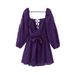 Women's clothing new V-neck long-sleeved hollow backless mini dress_mkmklike.com
