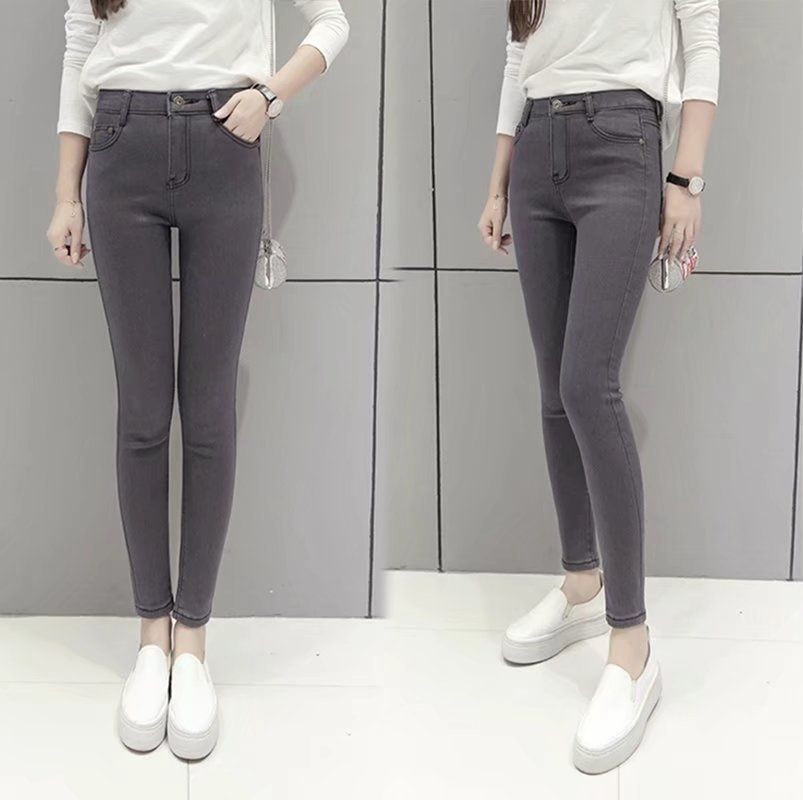 New Style Fleece-lined Thicked Wom's Jeans, Warm Cotton Elastic Slim-fit Pants, High-waisted Trdy Trousers For_mkmklike.com
